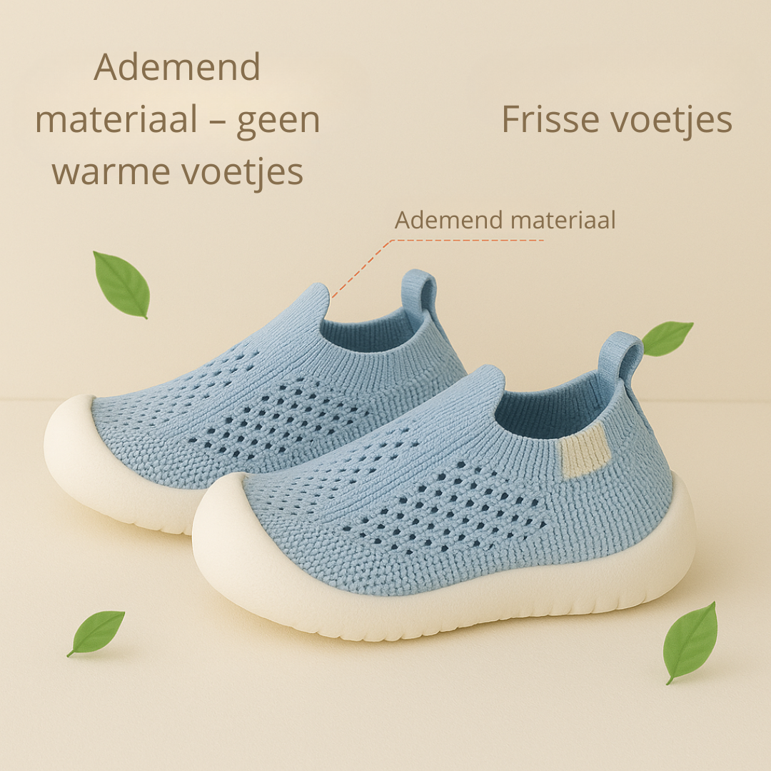 "Kindersneakers met antislipzool in zachte pastelkleuren, ideaal voor actieve en modieuze avonturiers."