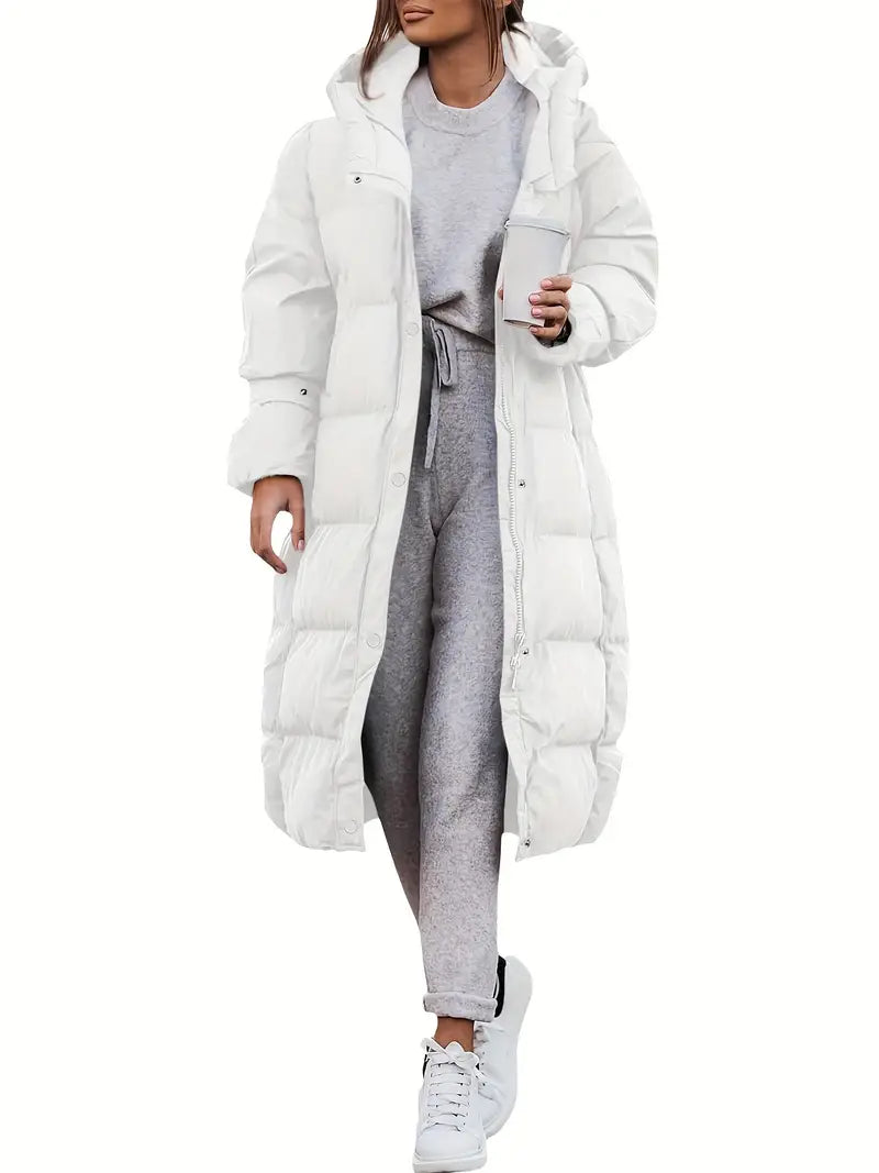 "Lange dames winterjas met waterdicht teddy design, ademende stof en elegante uitstraling, ideaal voor koud weer."