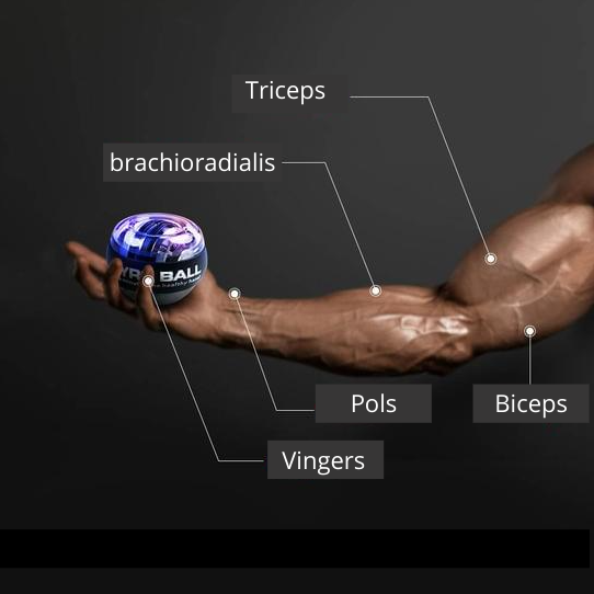 "LED Powerball voor pols- en armtraining, kleurrijke verlichting, handpalmformaat, ideaal voor thuis en onderweg."