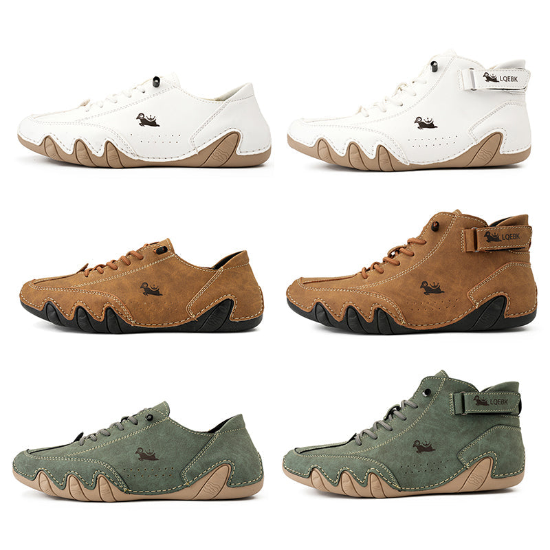 Leren orthopedische wandelschoenen heren, comfortabel en duurzaam, geschikt voor lange wandelingen, in bruin.