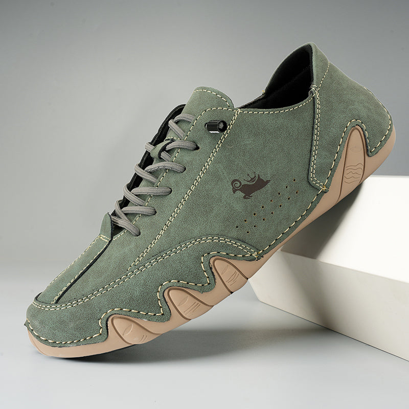 Leren orthopedische wandelschoenen heren, comfortabel en duurzaam, geschikt voor lange wandelingen, in bruin.