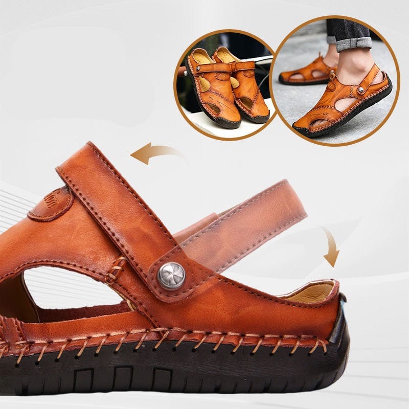 "Leren sandalen heren, tijdloze stijl en comfort, bruin leer, Romeins geïnspireerd, antislipzool, zomerschoeisel"