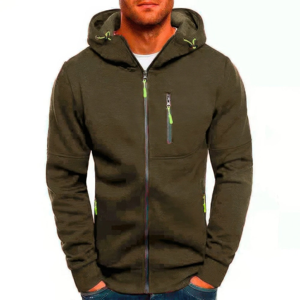 "Liam vest heren met capuchon in sportief jacquard, effen kleuren, ritssluiting en zakken, ideaal voor sport en casual dagen.