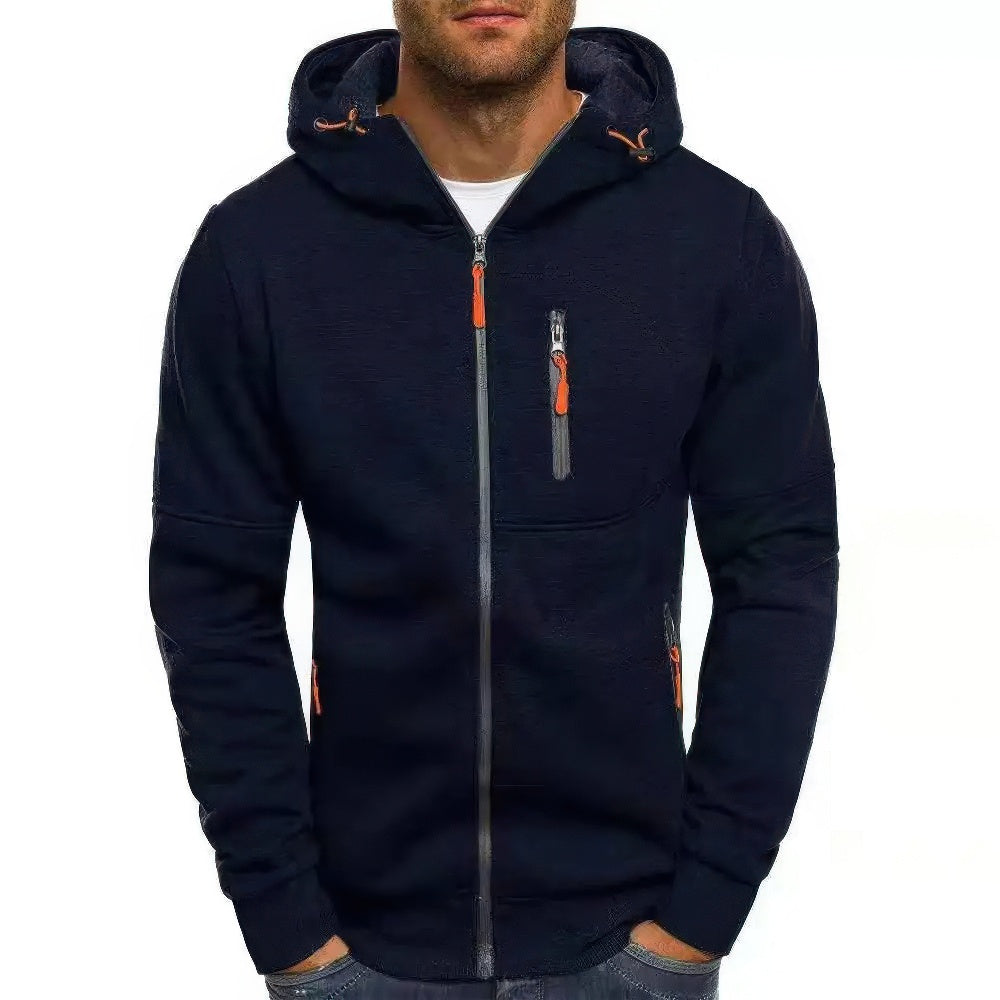 "Liam vest heren met capuchon in sportief jacquard, effen kleuren, ritssluiting en zakken, ideaal voor sport en casual dagen.