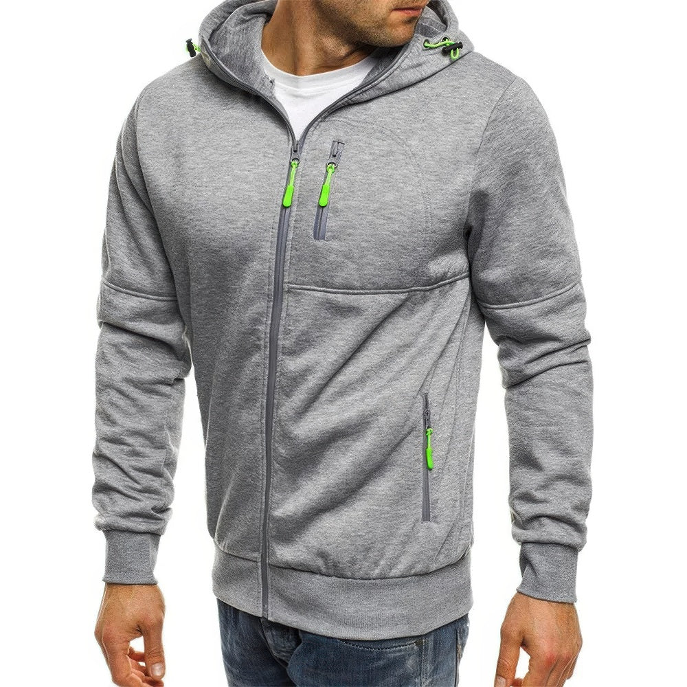 "Liam vest heren met capuchon in sportief jacquard, effen kleuren, ritssluiting en zakken, ideaal voor sport en casual dagen.