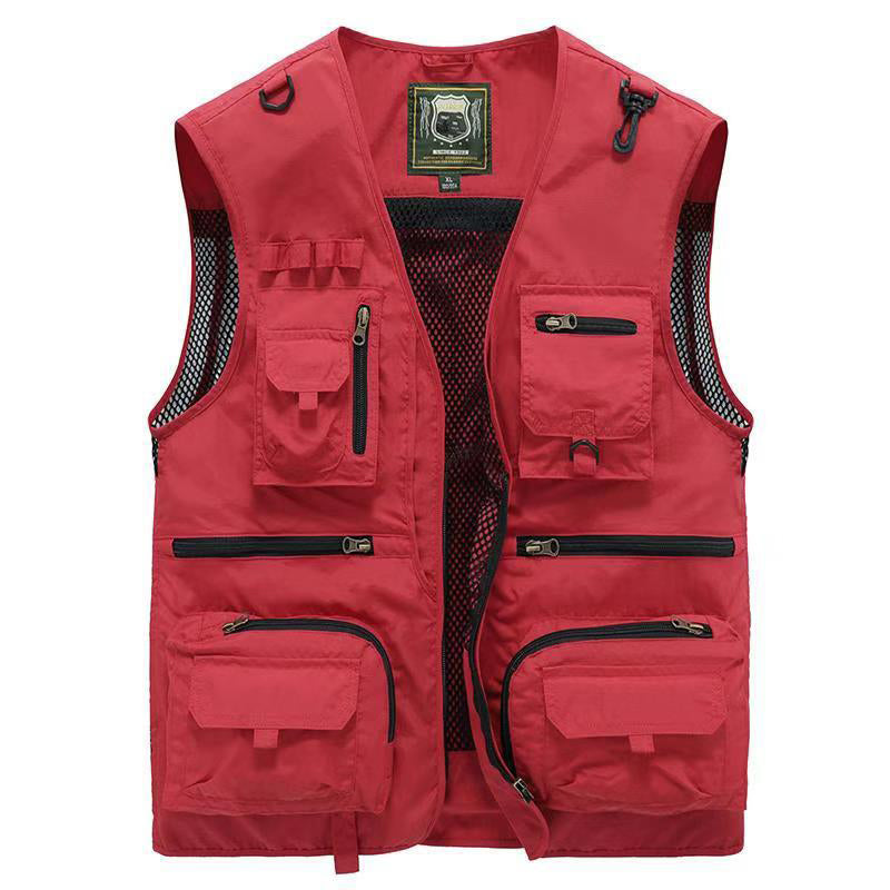 "Lichtgewicht ademend outdoorvest met meerdere zakken, ideaal voor wandelen en kamperen. Stijlvol en functioneel ontwerp."