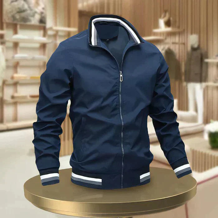 "Lichtgewicht ademende heren zomerjas in blauw, elegant design, ideaal voor casual en formele zomeroutfits"