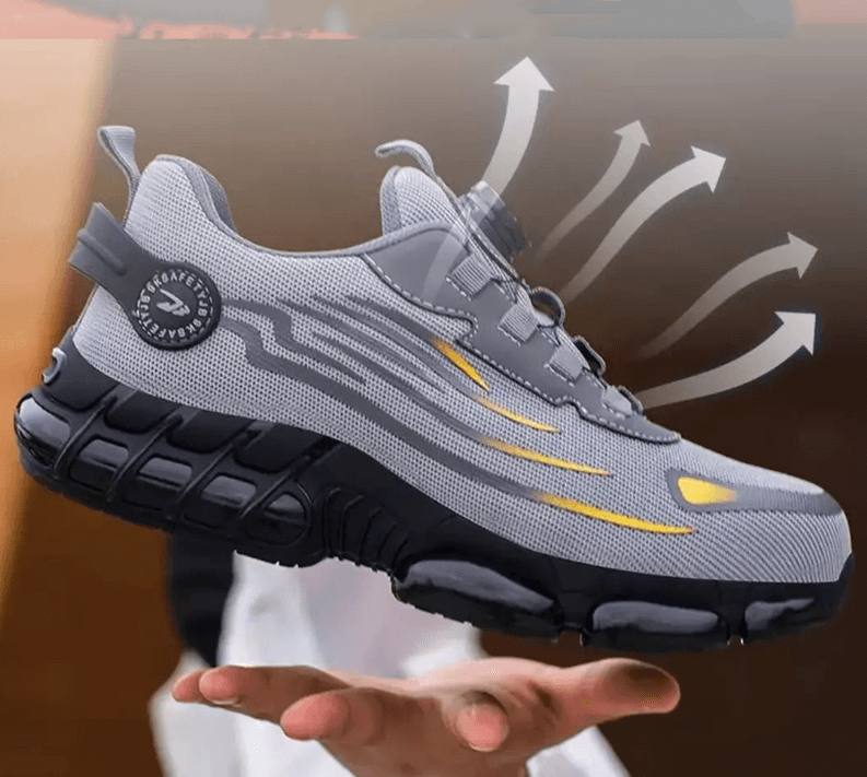 "Lichtgewicht orthopedische veiligheidsschoenen heren met stalen neus, antislip Kevlar-zolen en polyurethaan inlegzool."
