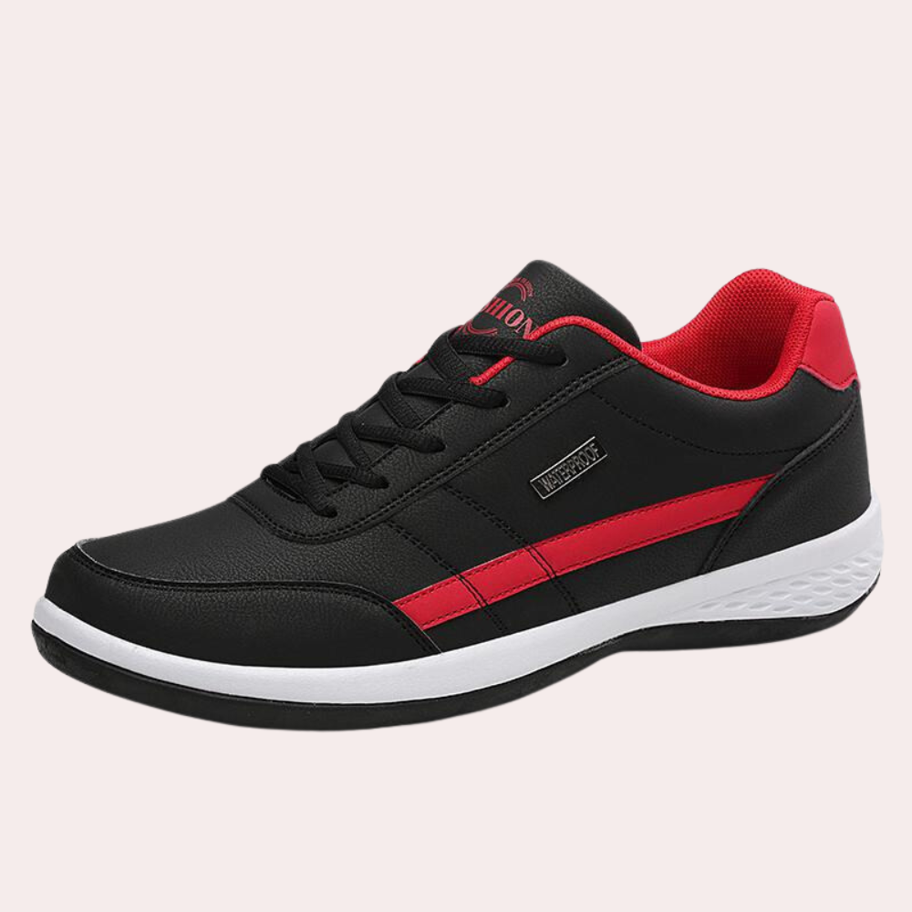 "Luca Elegante herensneakers, stijlvol design, blauw, rood, wit of zwart, comfort en ondersteuning voor dagelijks gebruik."