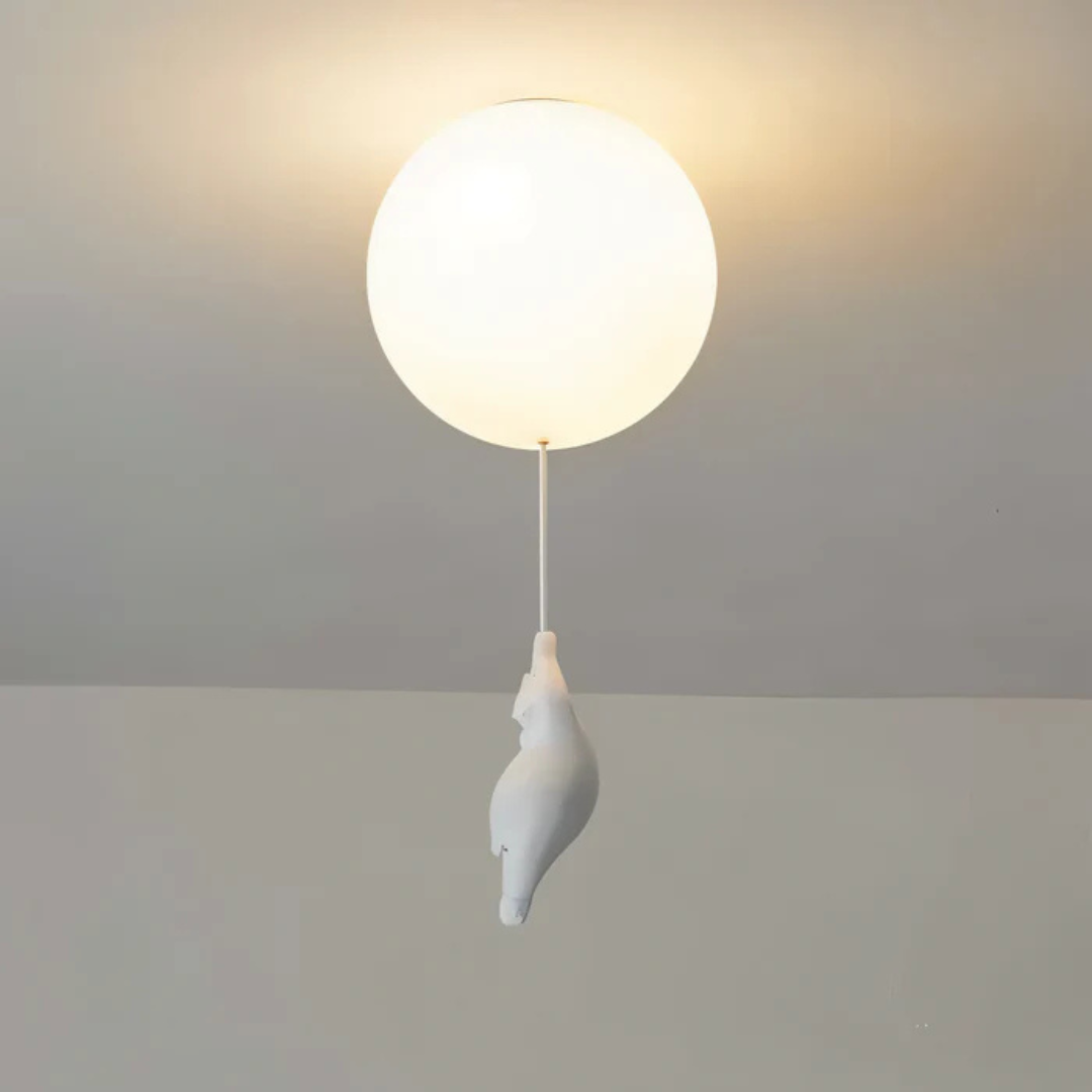 "Luchtballon hanglamp van wit acryl en hars met LED, creëert magische sfeer in kinder- en slaapkamers voor dromerige verlicht