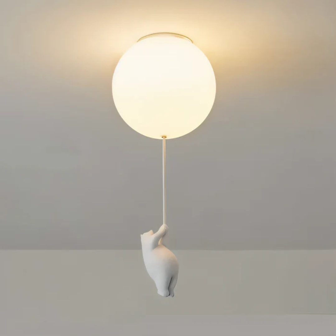 "Luchtballon hanglamp van wit acryl en hars met LED, creëert magische sfeer in kinder- en slaapkamers voor dromerige verlicht