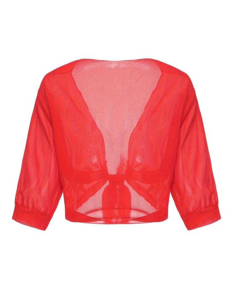 "Luchtige elegante damesblouse met open voorkant, frisse charmante look, perfect voor zonnige dagen."