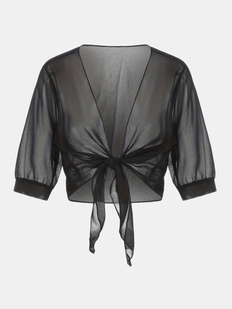 "Luchtige elegante damesblouse met open voorkant, frisse charmante look, perfect voor zonnige dagen."
