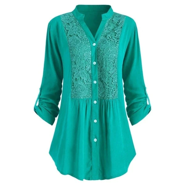 "Luchtige lange blouse met pofmouwen, zomereditie, vrouwelijk ontwerp voor veelzijdige stijl, frisse kleuren."