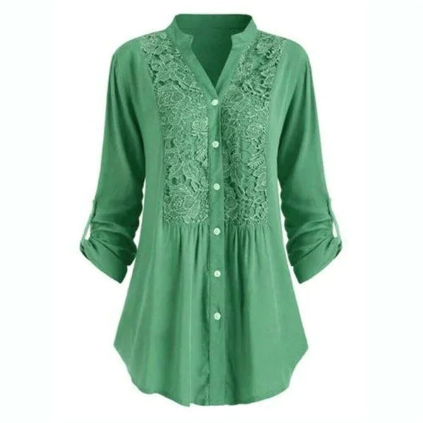 "Luchtige lange blouse met pofmouwen, zomereditie, vrouwelijk ontwerp voor veelzijdige stijl, frisse kleuren."