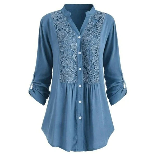 "Luchtige lange blouse met pofmouwen, zomereditie, vrouwelijk ontwerp voor veelzijdige stijl, frisse kleuren."