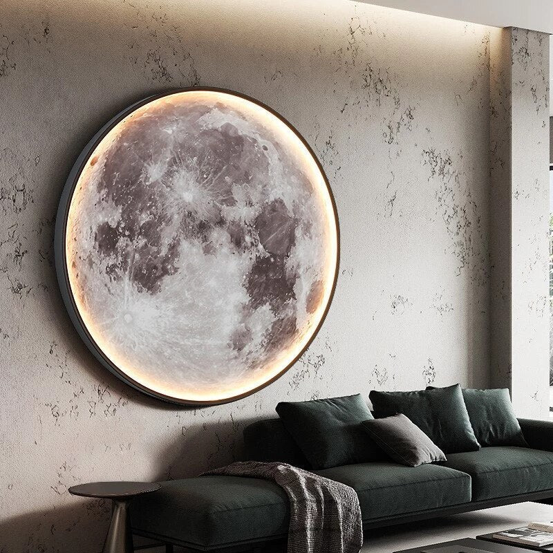 "Lunatic maandlamp met realistisch maanoppervlak, dimbaar LED-licht, wandmontage, ideaal voor sfeervolle verlichting."