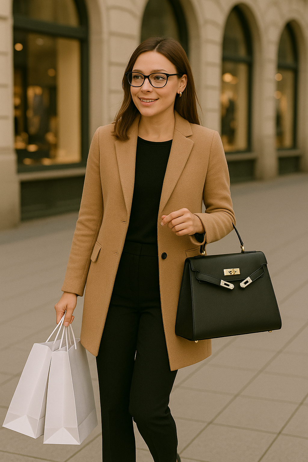 Luxe dameshandtas met glanzende metalen sluiting, strakke vormen, en stijlvolle structuur voor een elegante uitstraling.