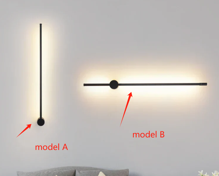 Luxe dimbare wandlamp van zwart aluminium, moderne LED-verlichting met afstandsbediening voor sfeervol interieur.