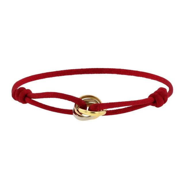 "Luxe Drie-Eenheid armband in 925 sterling zilver met drie verstrengelde ringen en verstelbare sluiting voor mannen en vrouwe