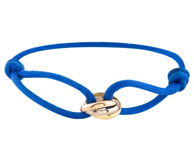 "Luxe Drie-Eenheid armband in 925 sterling zilver met drie verstrengelde ringen en verstelbare sluiting voor mannen en vrouwe