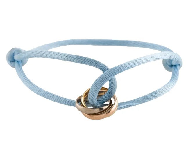 "Luxe Drie-Eenheid armband in 925 sterling zilver met drie verstrengelde ringen en verstelbare sluiting voor mannen en vrouwe