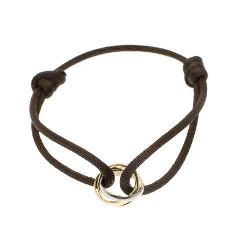 "Luxe Drie-Eenheid armband in 925 sterling zilver met drie verstrengelde ringen en verstelbare sluiting voor mannen en vrouwe