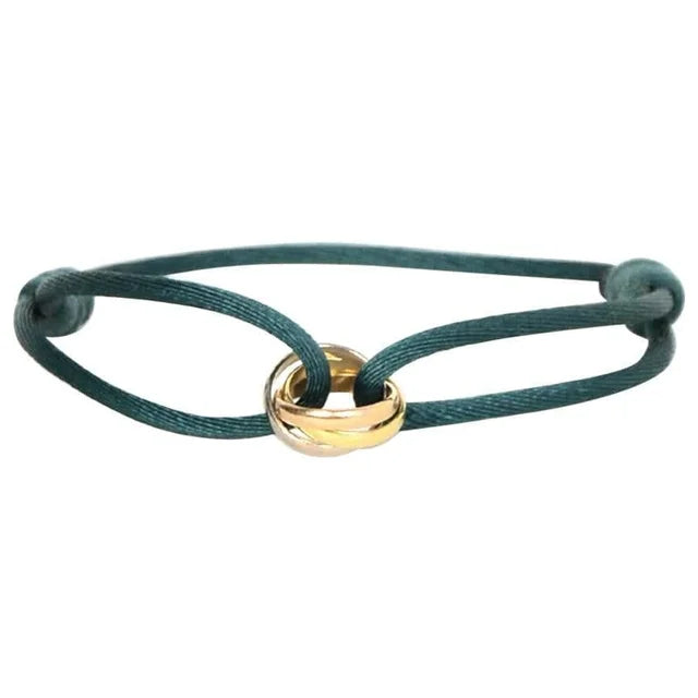 "Luxe Drie-Eenheid armband in 925 sterling zilver met drie verstrengelde ringen en verstelbare sluiting voor mannen en vrouwe