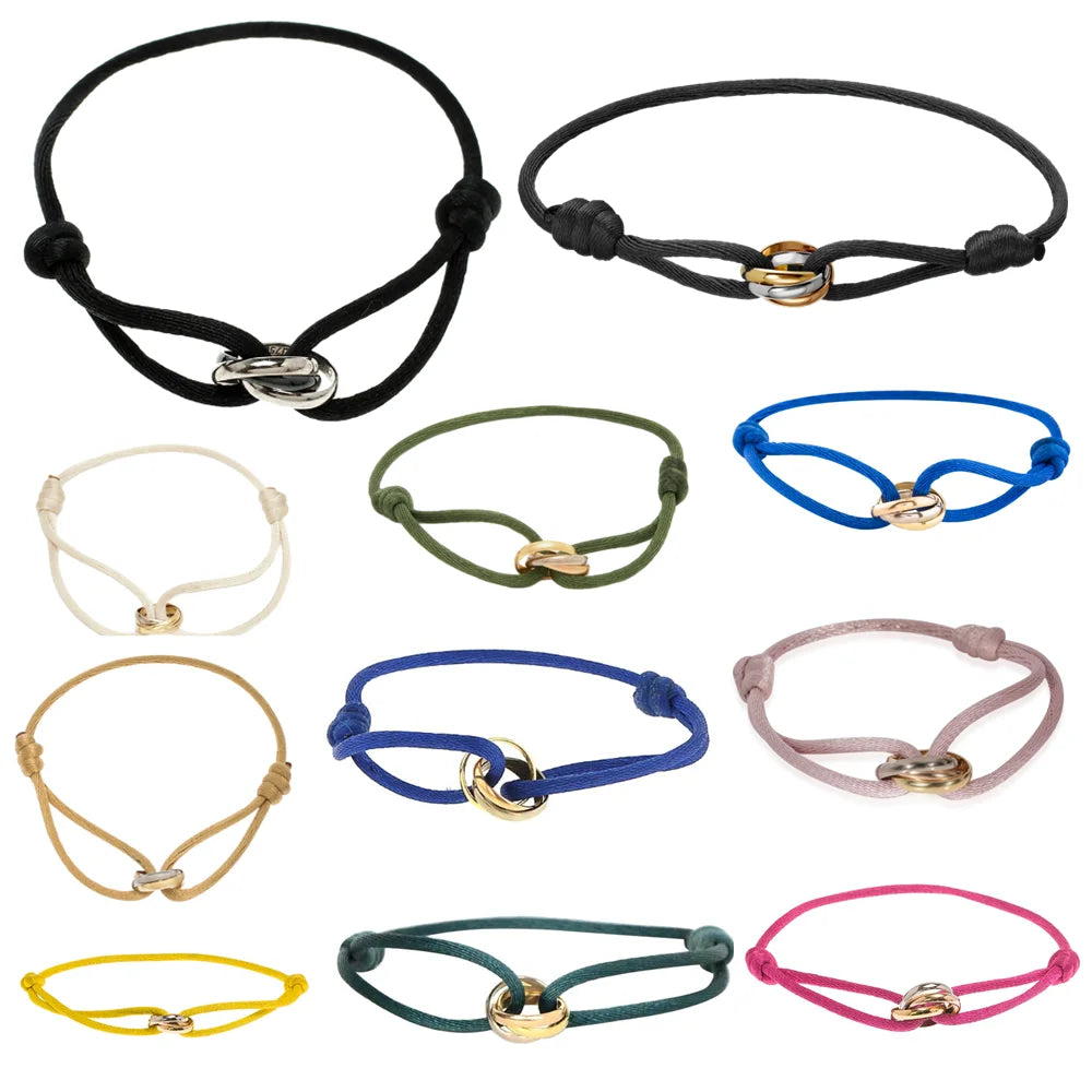 "Luxe Drie-Eenheid armband in 925 sterling zilver met drie verstrengelde ringen en verstelbare sluiting voor mannen en vrouwe