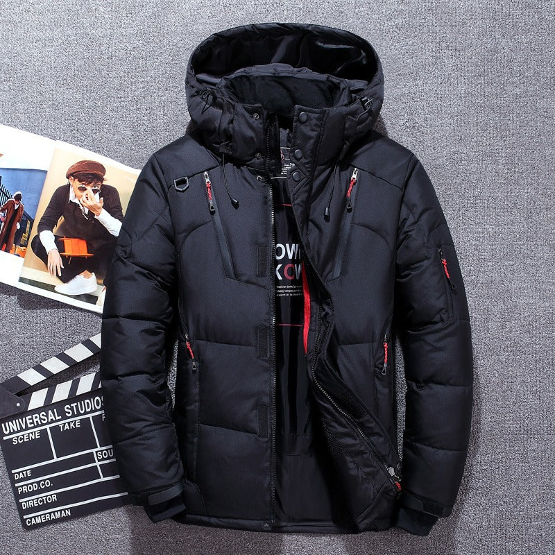 "Luxe heren parka winterjas, zwarte kleur, softshell, uitstekende isolatie, stijlvol ontwerp voor koude stads- en buitenactiv