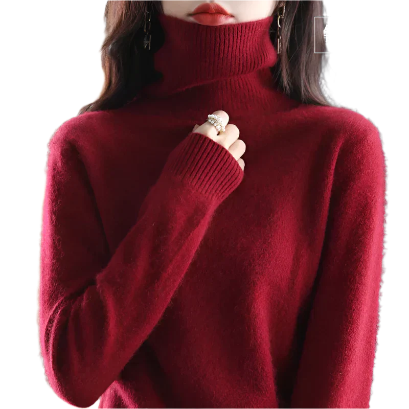 "Luxe kasjmier coltrui voor dames, elegant ontwerp, 100% kasjmier, avocadogroen, herfst-winter, warm en stijlvol."