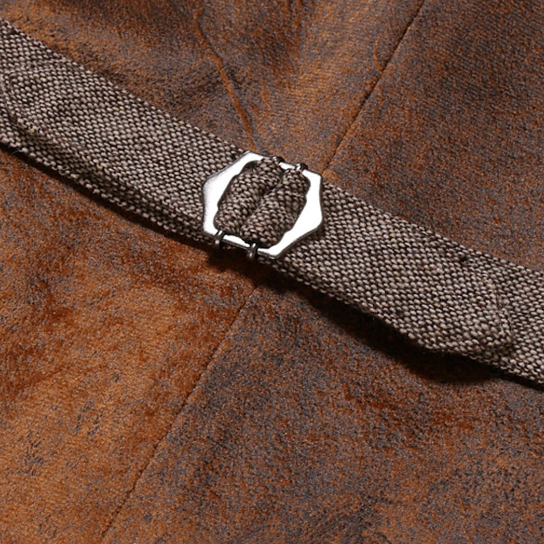 "Luxe legergroen herringbone gilet voor heren, ideaal voor formele gelegenheden, gemaakt van katoen, wol en kasjmier."