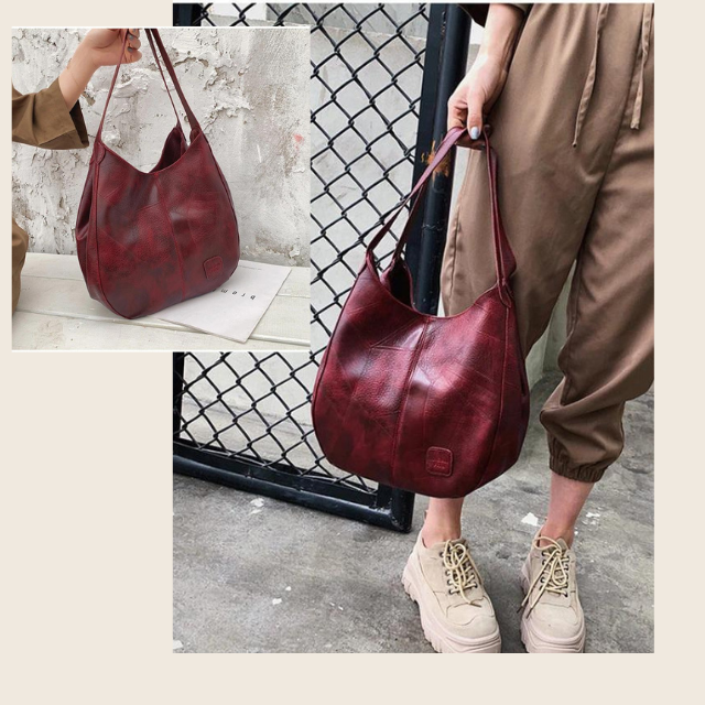"Luxe leren schoudertas voor vrouwen, elegant design, duurzaam echt leer, ruim met georganiseerde vakken."