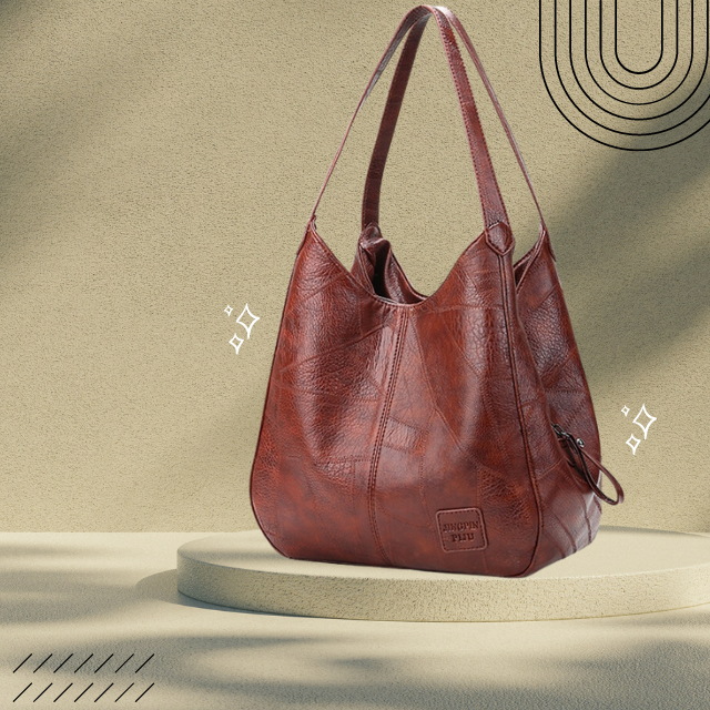 "Luxe leren schoudertas voor vrouwen, elegant design, duurzaam echt leer, ruim met georganiseerde vakken."