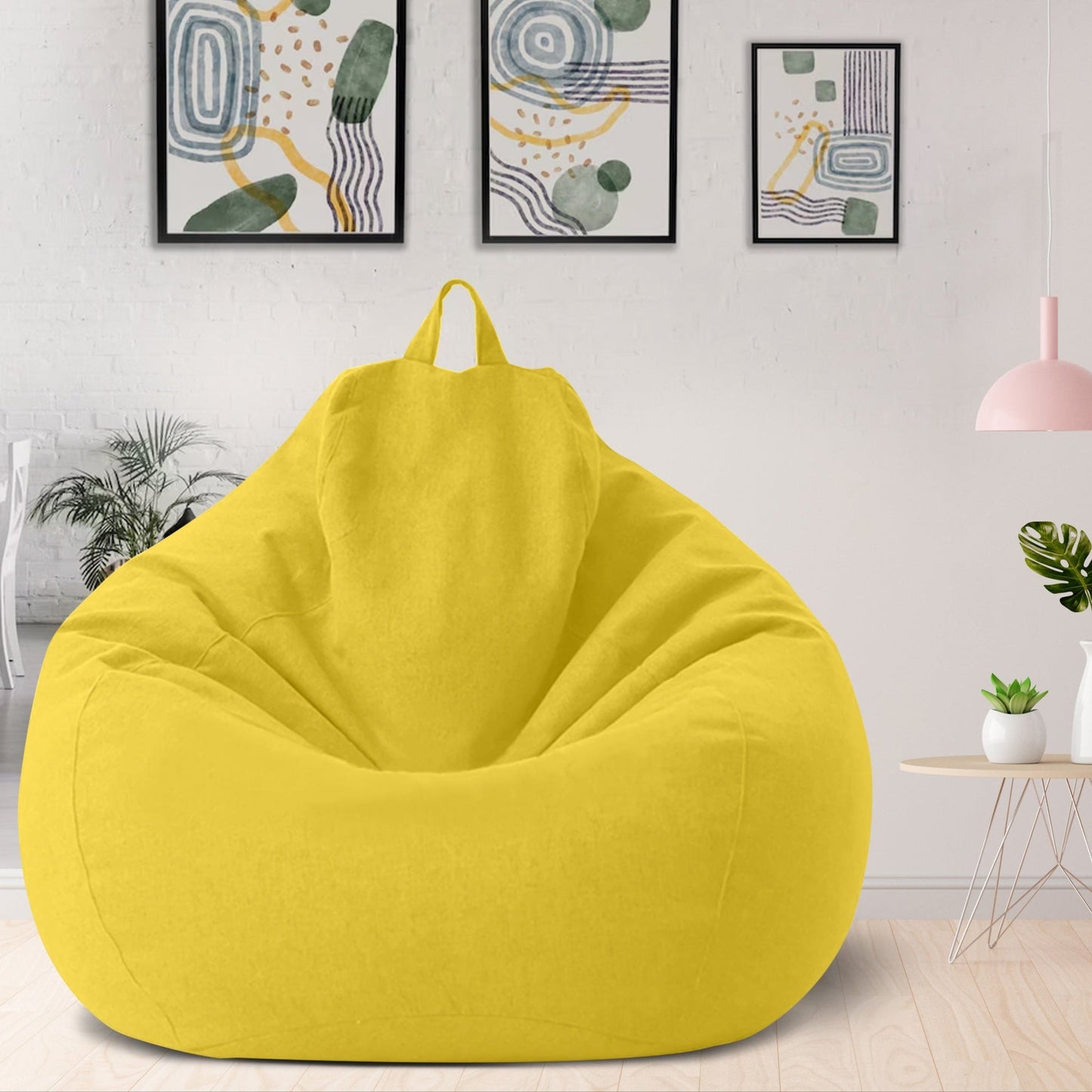 "Luxe linnen zitzak met vulling, ergonomisch, comfortabel, stijlvolle afwerking, voor woonkamer of slaapkamer inrichting."
