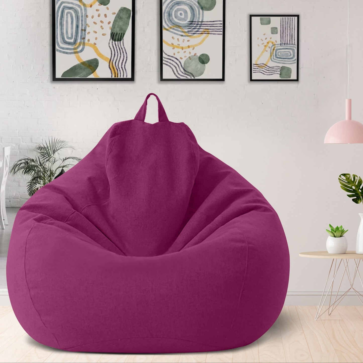 "Luxe linnen zitzak met vulling, ergonomisch, comfortabel, stijlvolle afwerking, voor woonkamer of slaapkamer inrichting."
