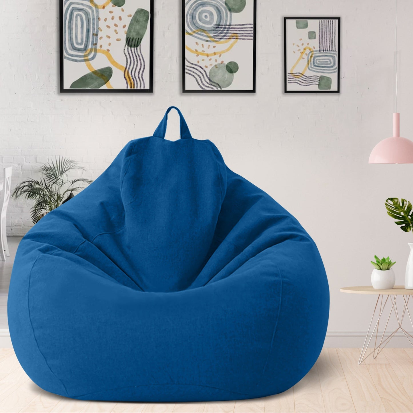 "Luxe linnen zitzak met vulling, ergonomisch, comfortabel, stijlvolle afwerking, voor woonkamer of slaapkamer inrichting."
