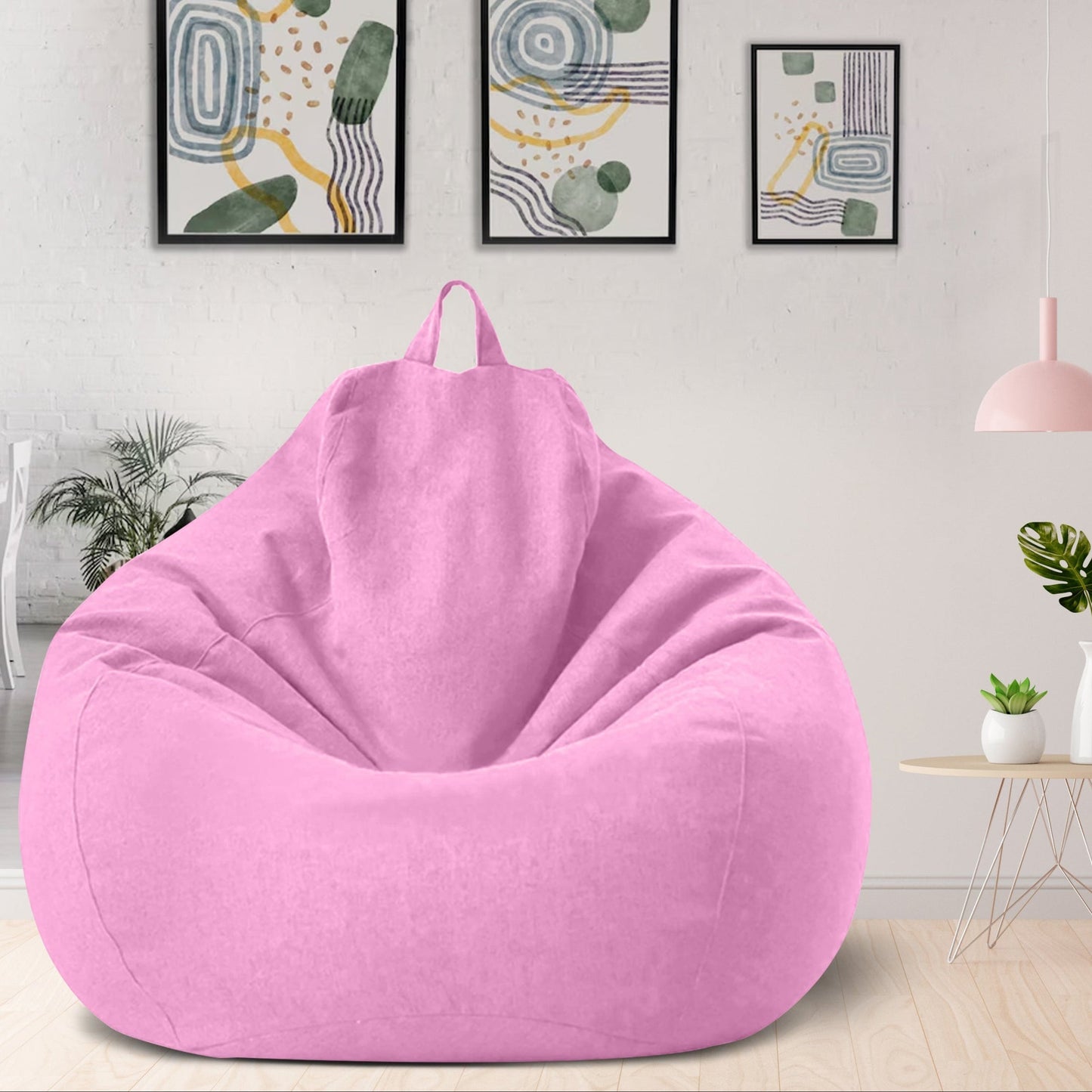 "Luxe linnen zitzak met vulling, ergonomisch, comfortabel, stijlvolle afwerking, voor woonkamer of slaapkamer inrichting."