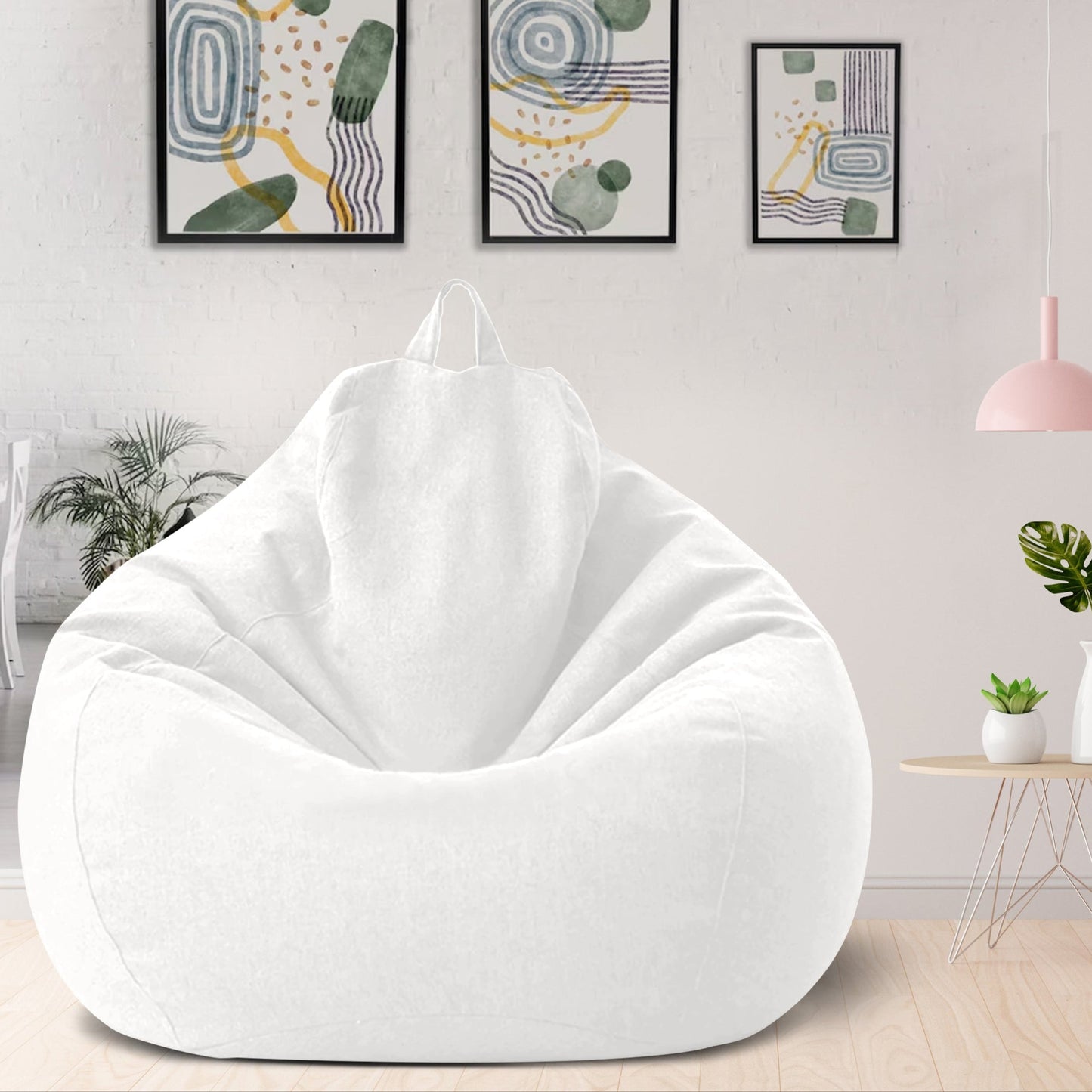 "Luxe linnen zitzak met vulling, ergonomisch, comfortabel, stijlvolle afwerking, voor woonkamer of slaapkamer inrichting."