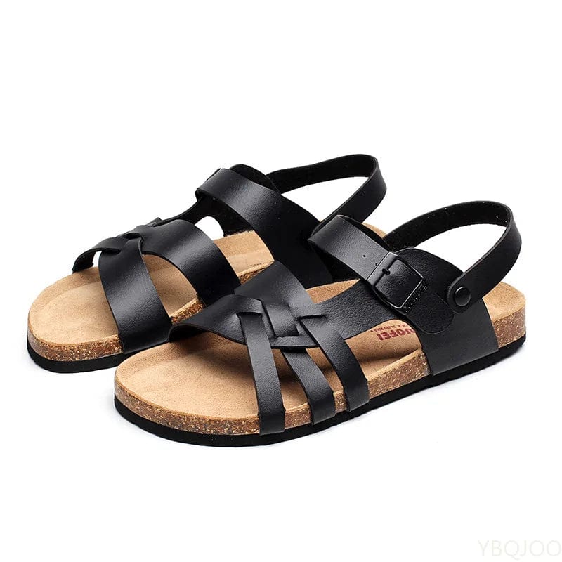 "Luxe orthopedische herensandalen van echt leer met verstelbare klittenbandsluiting en antislipzool, stijlvolle look."