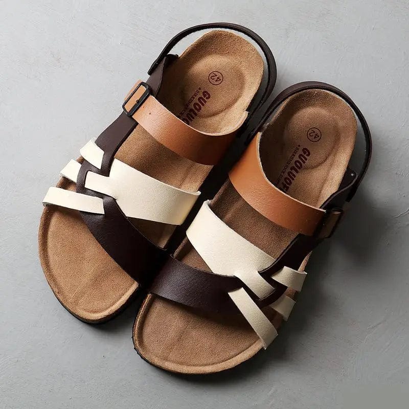 "Luxe orthopedische herensandalen van echt leer met verstelbare klittenbandsluiting en antislipzool, stijlvolle look."