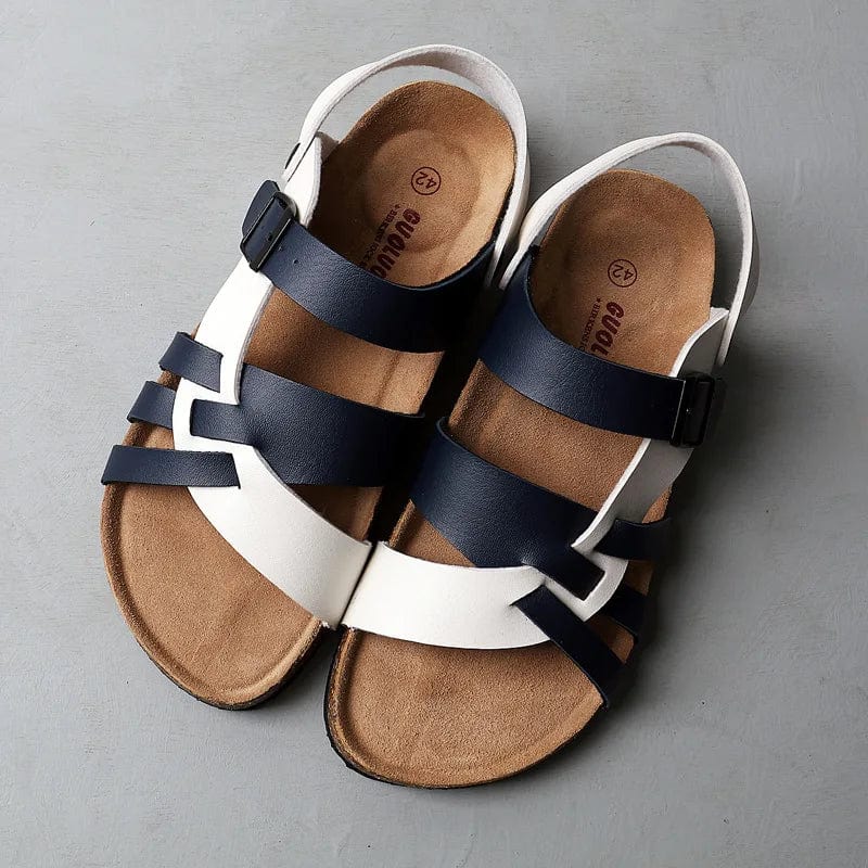 "Luxe orthopedische herensandalen van echt leer met verstelbare klittenbandsluiting en antislipzool, stijlvolle look."