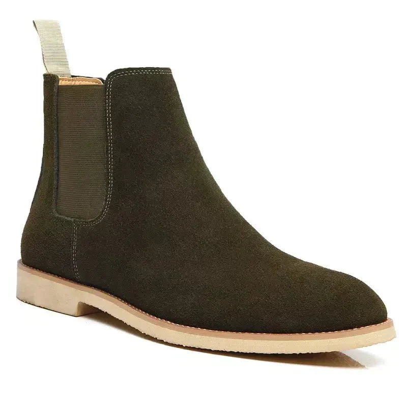 Luxe suède Chelsea boots voor dames en heren, stijlvol kalfs suède met leren binnenzool, veelzijdig en elegant ontwerp.