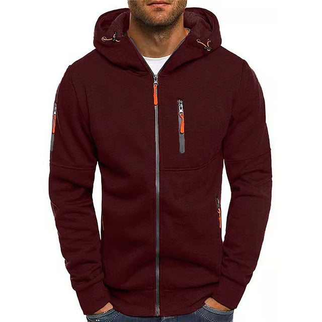 "Mannen hoodie met capuchon, zachte stof, moderne stijl, grijs, casual en outdoor, comfortabel met kangoeroezak"