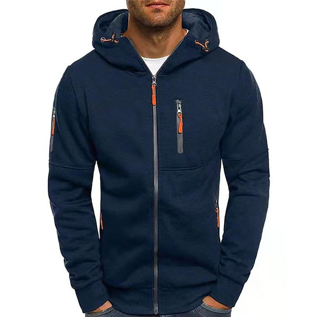 "Mannen hoodie met capuchon, zachte stof, moderne stijl, grijs, casual en outdoor, comfortabel met kangoeroezak"
