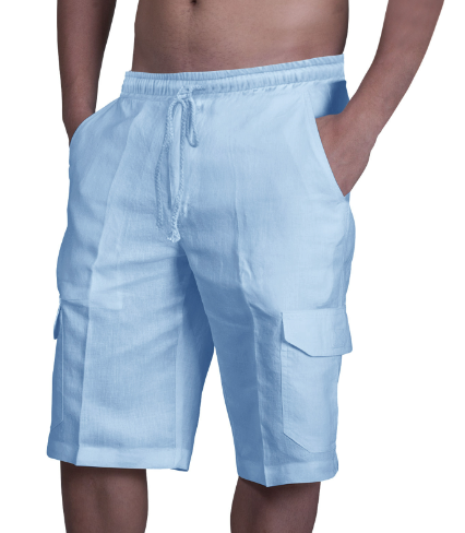 "Marineblauwe cargoshorts voor heren, ademend en lichtgewicht met ruime zakken, ideaal voor zomerse avonturen."