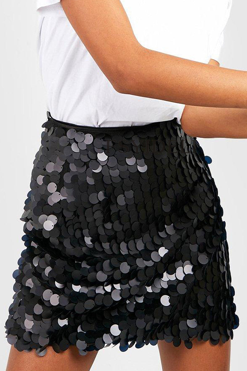 "Mila - Effen Pailletten Rok, elegant design, luxe polyester, sprankelend voor feestelijke gelegenheden, regular fit"