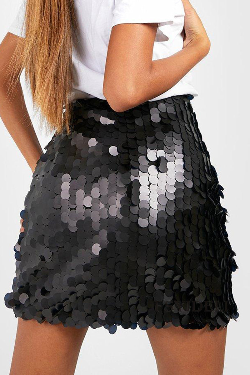 "Mila - Effen Pailletten Rok, elegant design, luxe polyester, sprankelend voor feestelijke gelegenheden, regular fit"