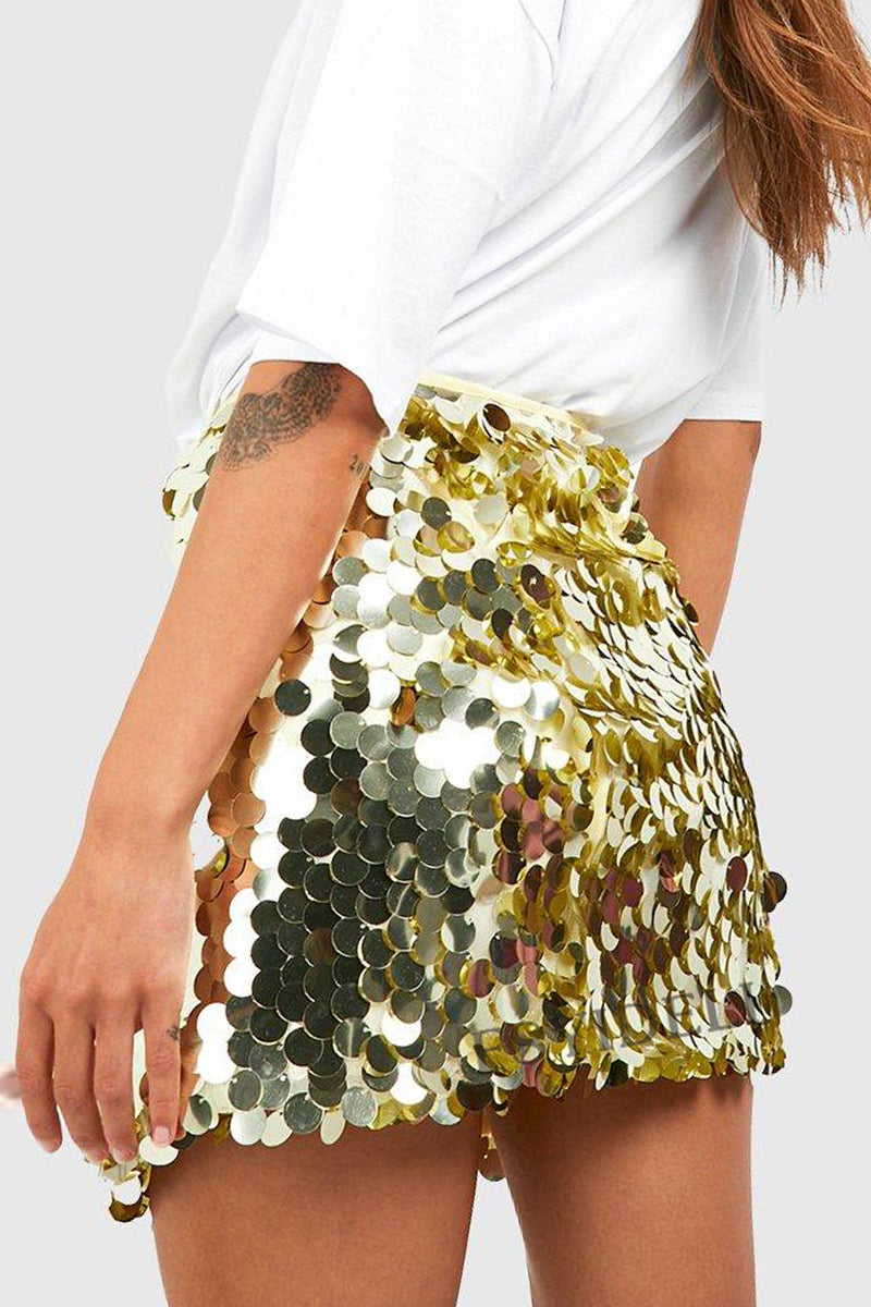 "Mila - Effen Pailletten Rok, elegant design, luxe polyester, sprankelend voor feestelijke gelegenheden, regular fit"