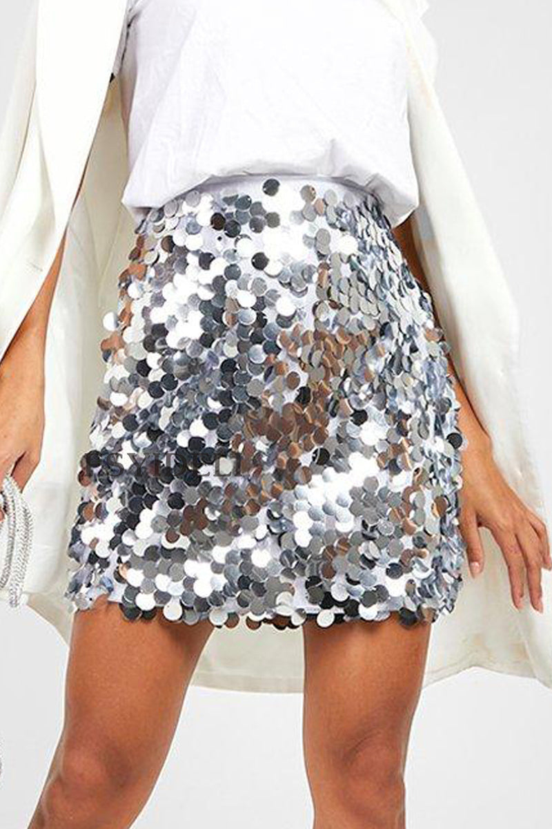"Mila - Effen Pailletten Rok, elegant design, luxe polyester, sprankelend voor feestelijke gelegenheden, regular fit"